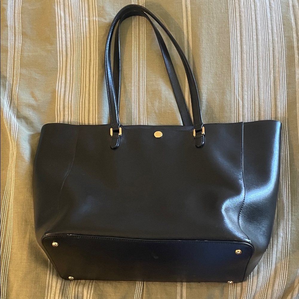 Ralph Lauren Elegant Black Leather Tote Bag